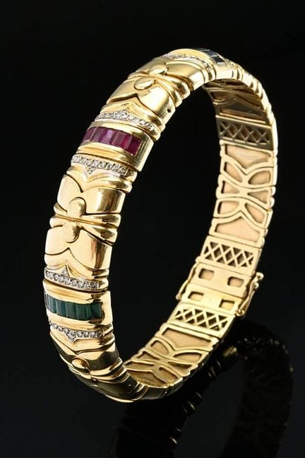 Élégant bracelet rigide en or jaune 750 de style i