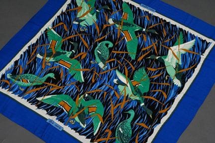 Petit carré en cachemire Hermès « Cols Verts » ble