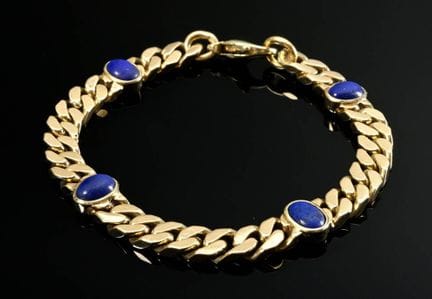 Bracelet en or jaune 585 à maillons plats, orné de