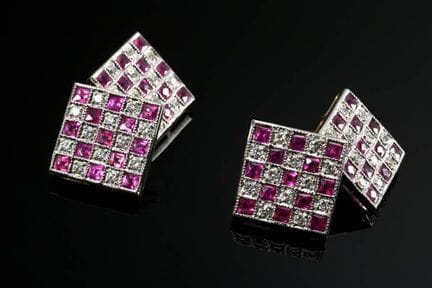 Paire de boutons de manchettes Art déco carrés en 