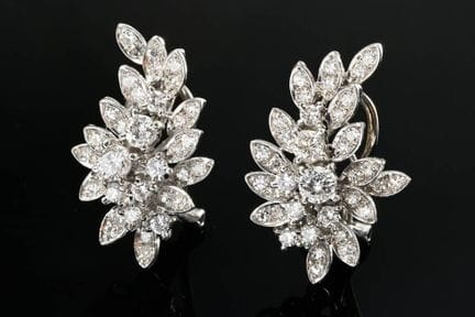 Paire de boucles d'oreilles à clip en or blanc 585