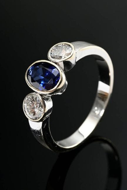 Bague moderne en or blanc 585, de type « bande », 
