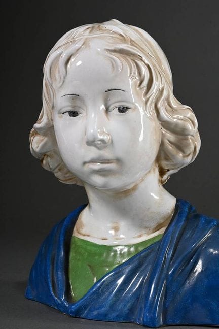 Busto fiorentino in maiolica raffigurante un ragaz