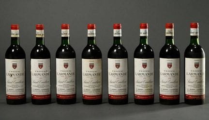 8 botellas de vino tinto de 1975, Château Larmande