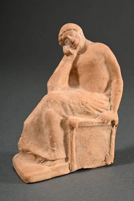 Figurine grecque antique en terre cuite « Jeune ho