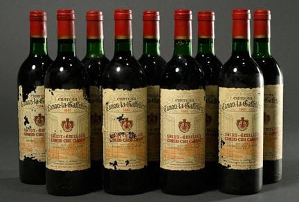 9 botellas de vino tinto Château Canon la Gaffeliè