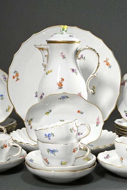 Service à café Meissen « Streublumen » de 21 pièce