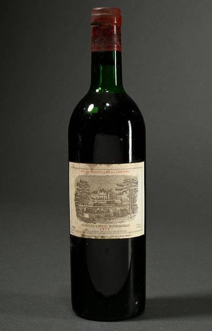 Botella de vino tinto de 1973, Château Lafite-Roth