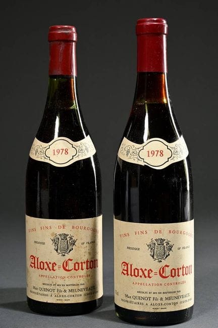 2 botellas de vino tinto de 1978, Aloxe-Corton, Ma