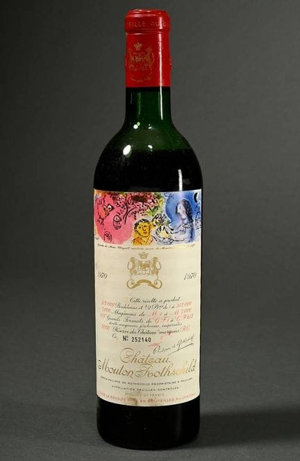 Botella de vino tinto de 1970, Château Mouton Roth
