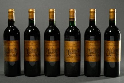 6 botellas de vino tinto: 1 de 1996 y 5 de 1999 de