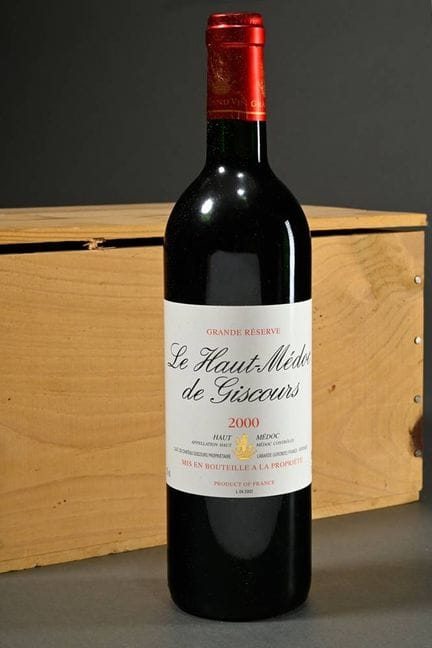 6瓶2000年份红葡萄酒，吉斯科尔上梅多克（Le Haut-Médoc de Giscours）特级