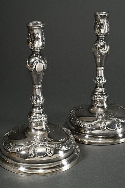 Coppia di eleganti candelieri a campana danesi in 