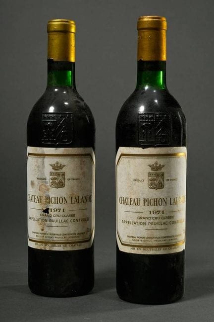 2 botellas de vino tinto de 1971, Château Pichon L