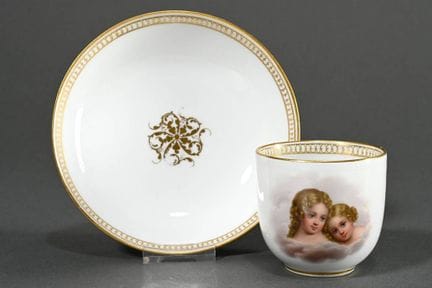Tasse de Meissen avec peinture polychrome « Jeune 