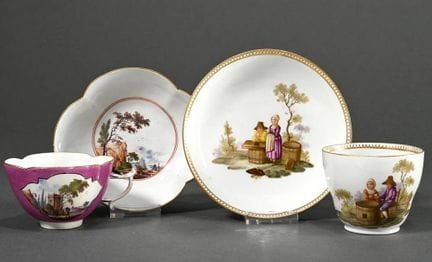 2 tasses diverses de Meissen / UT, avec peinture p