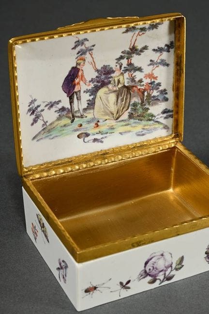 Tabatières rectangulaires en porcelaine de Meissen