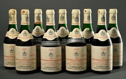 9 botellas de vino tinto de 1985 «Walporzheimer Gä