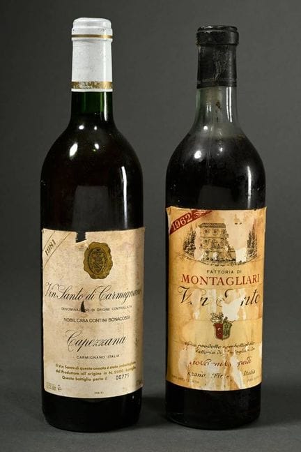 2 botellas de vino tinto italiano: 1 botella de Vi