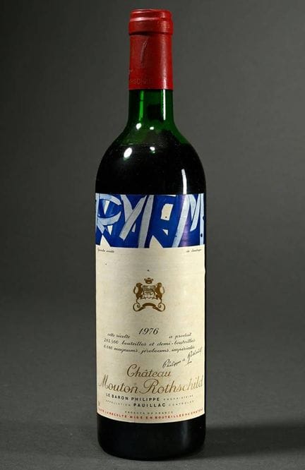 Botella de vino tinto de 1976, Château Mouton Roth