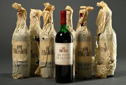 7 botellas de vino tinto Les Forts de Latour de 19