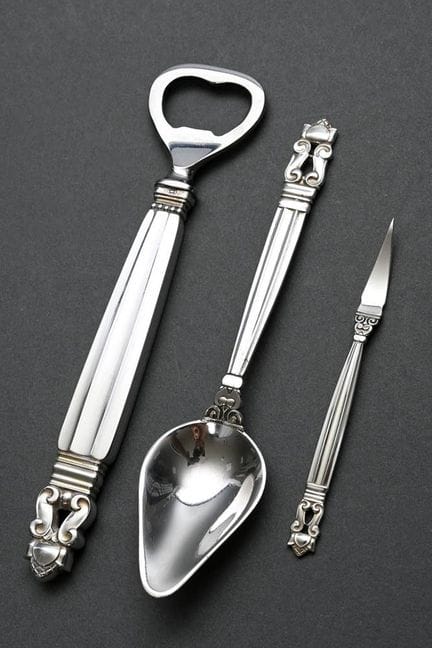 3 几件乔治·詹森（Georg Jensen）“Acorn”系列开瓶器、开瓶刀（？）和葡萄柚勺，设计