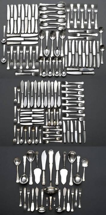 156件Robbe &amp; Berking餐具套装（12人份），800纯银，4837克（不含刀）
