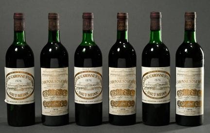 6 botellas de vino tinto: 3 de Château Caronne Sai