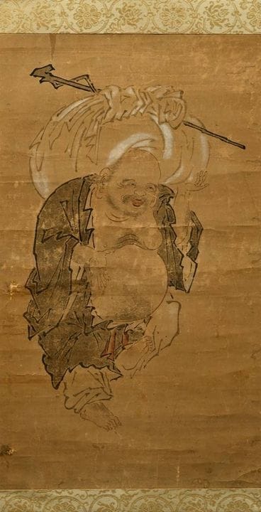 Peinture zen Zenga « Hotei », encre de Chine sur p