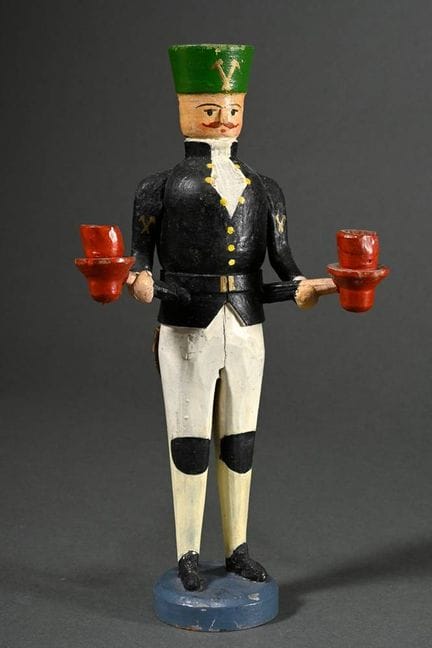 Mineur des lumières, bois tourné, pâte à modeler, 