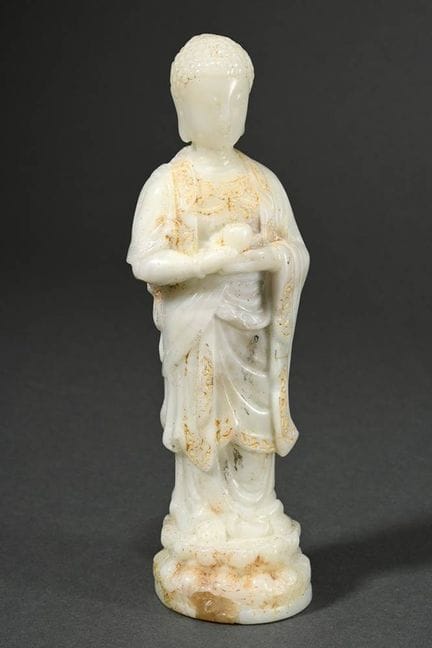 Statue en marbre « Bouddha Shakyamuni debout sur u