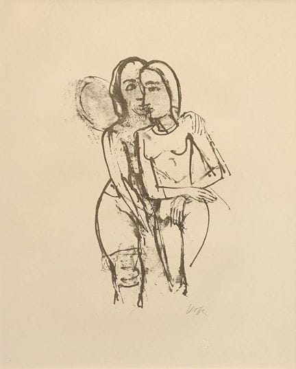 Hofer, Carl (1878-1955) "Zwei Mädchen mit Mond" 19