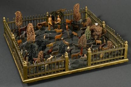 Jardin d'Éden avec Adam et Ève, l'arbre de la conn