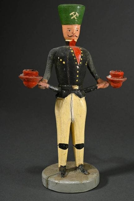 Mineur illuminé, bois tourné et sculpté, pâte à mo