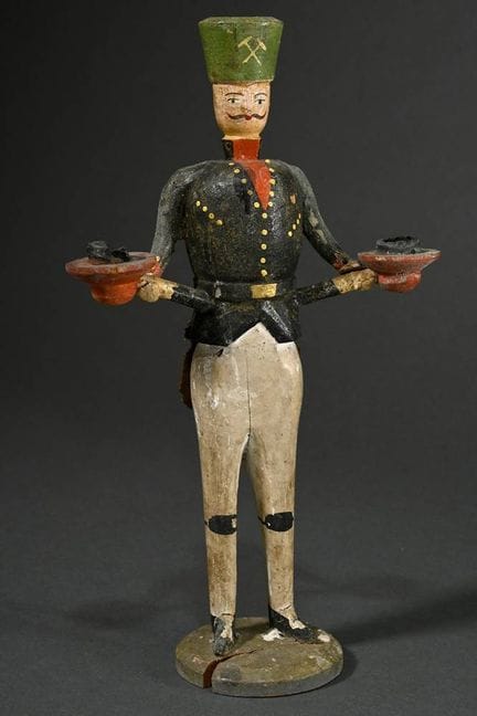 Lichterbergmann, bois sculpté et tourné, pâte à mo