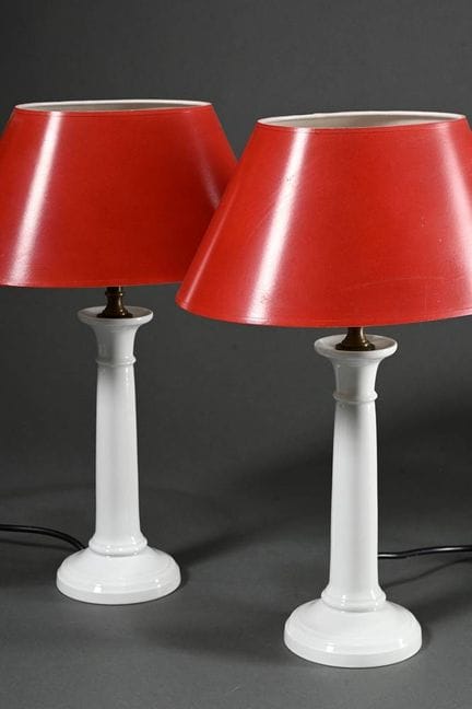 Coppia di lampade di Meissen a forma di colonna, p
