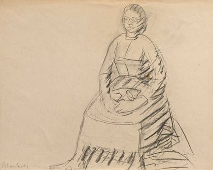 Barlach, Ernst (1870-1938) "Sitzende Frau", Kohle,