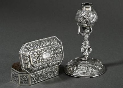 2 objets divers en repoussé, Birmanie, vers 1900, 