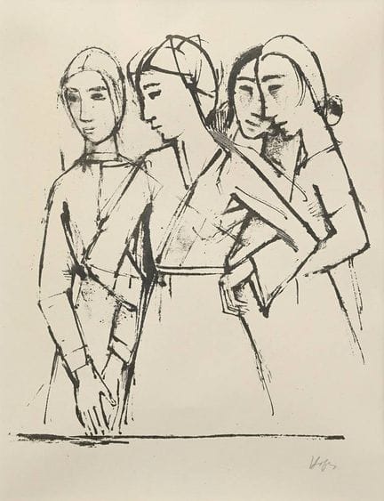 Hofer, Carl (1878-1955) "Vier Mädchen" 1923, Litho