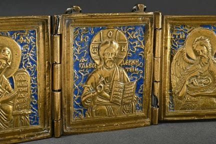 Icône de voyage russe en triptyque « La Mère de Di