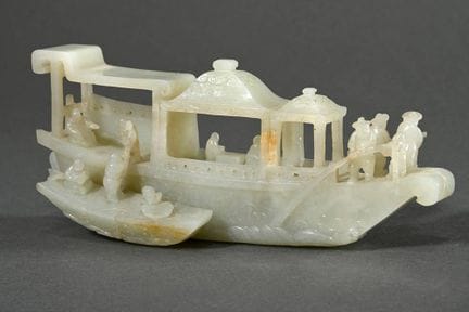 Sculpture en jade de Hotan (Chine) en relief compl