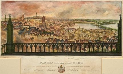 Hamburgensie "Panorama von Hamburg nach dem großen