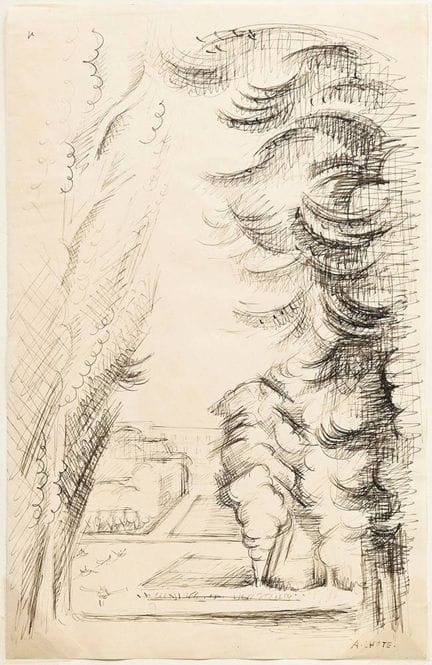 Lhote, André (1885-1962) "Parklandschaft", Tuschfe