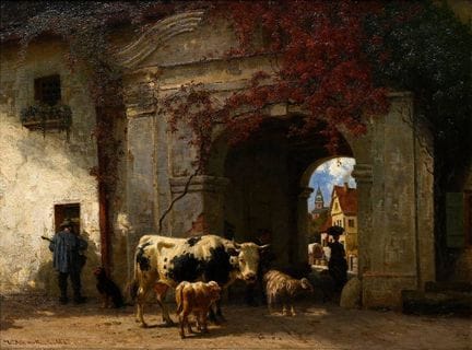 Schmitt, Willem (1831-1891) "Vieh vor dem Stadttor