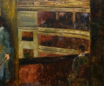 罗德，海因里希（1906-1983）《市立剧院画廊》，油画/画板，右下角签名，背面题为“牛的习作”并
