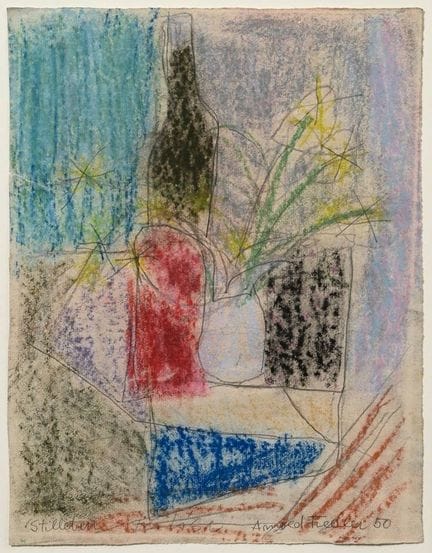 菲德勒，阿诺德（1900-1985）《献给莉莎的静物（花束）》1950年，粉彩/铅笔，背面签名/注明