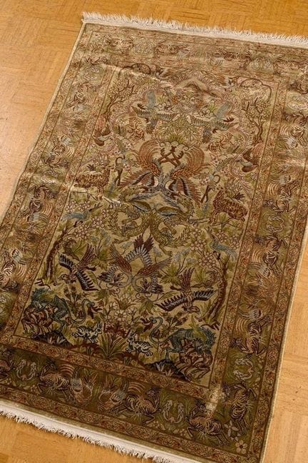 Tapisserie de Tabriz « La chasse », avec des repré