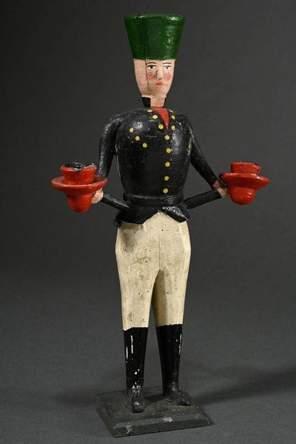 Mineur des lumières, bois tourné, pâte à modeler, 