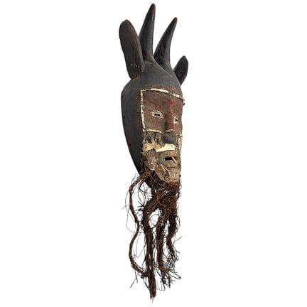 Maschera Dan con corna, rifiniture in metallo, fas