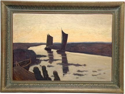 Herbert Kuron, Barche a vela al tramonto, paesaggi